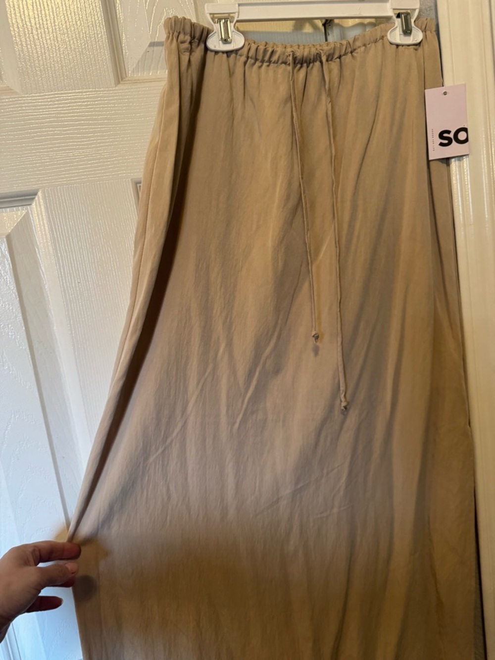 SO Tan Drawstring Maxi Skirt